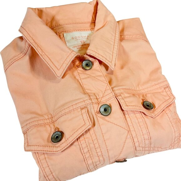 Sonoma Peach Denim Jacket XS Women's Button-Up with Stretch - Picture 7 of 7